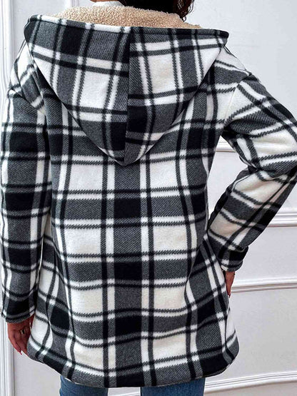 Plaid Hooded Longline Coat