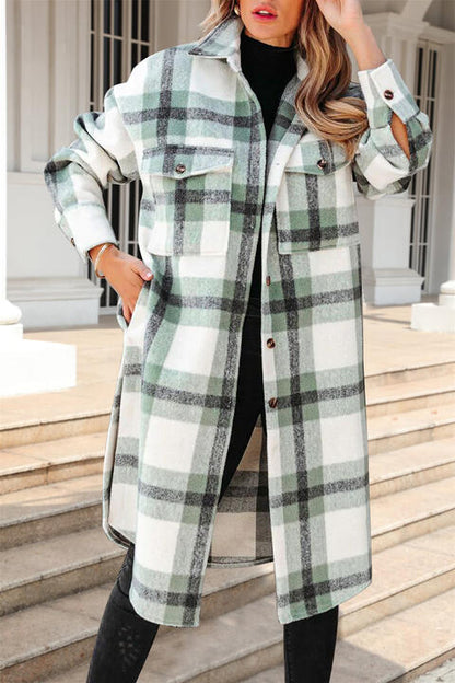 Plaid Collared Button Down Coat