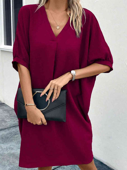 V-Neck Half Sleeve Dress