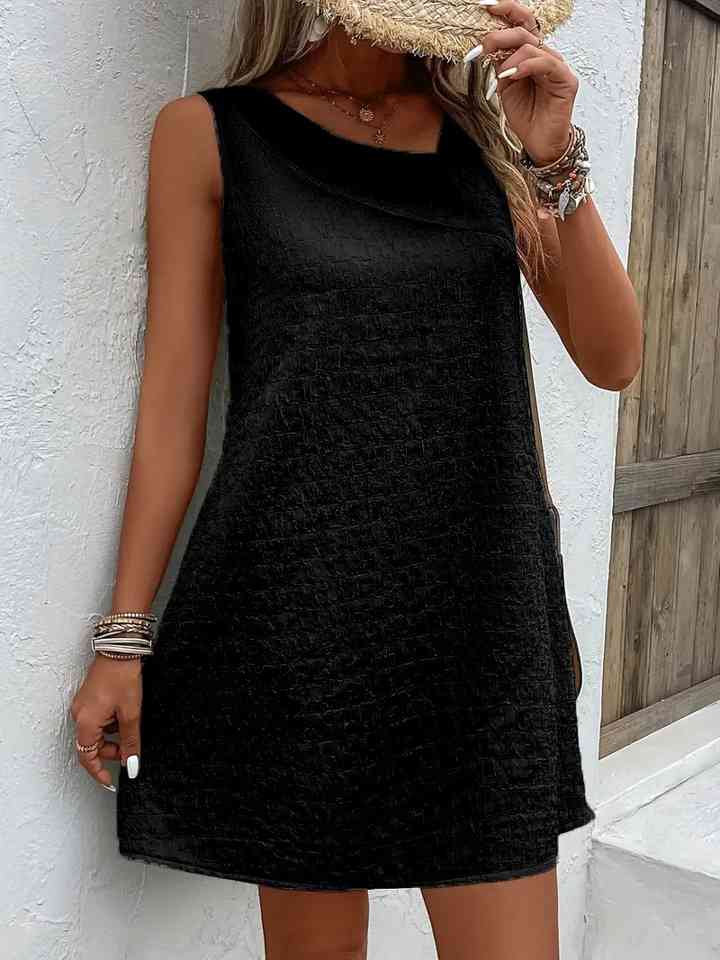 Asymmetrical Neck Sleeveless Dress