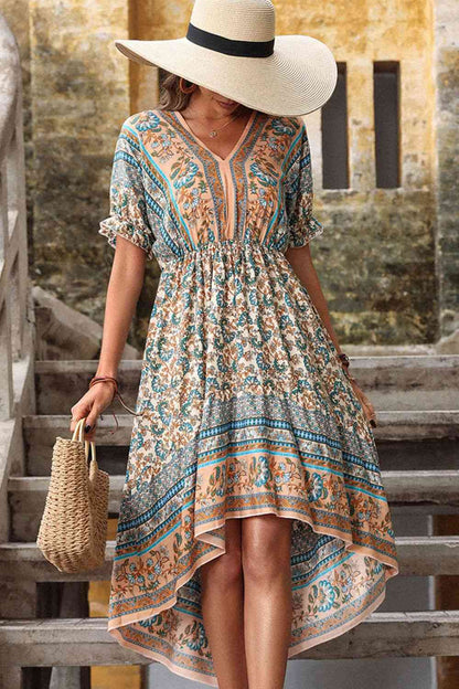 Bohemian High-Low Open Back Dress