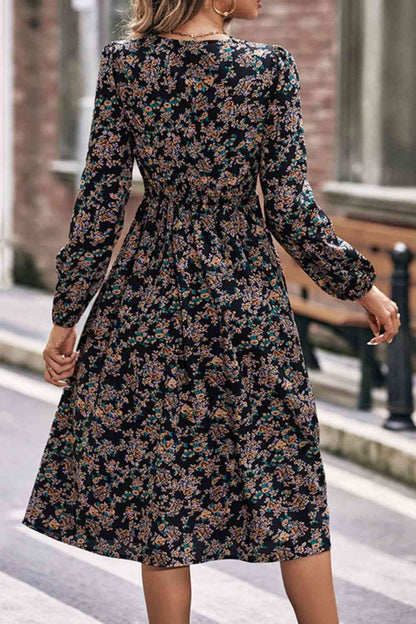 Floral Spliced Lace V-Neck Dress