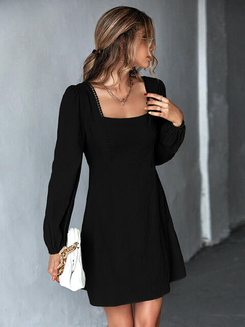 Square Neck Puff Sleeve Mini Dress