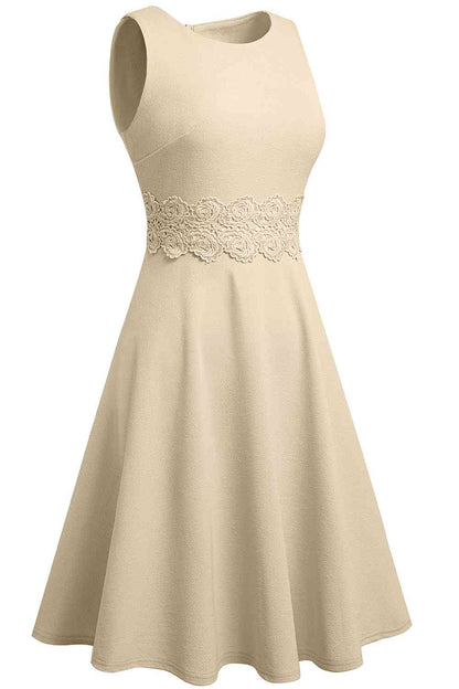 Round Neck Sleeveless Lace Trim Dress