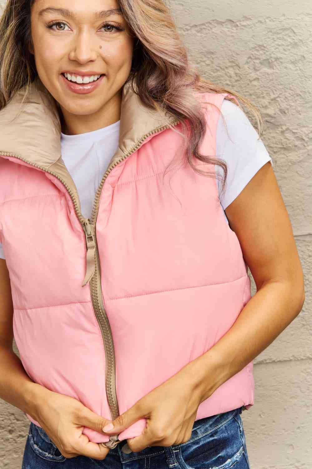 Zip-Up Drawstring Puffer Vest