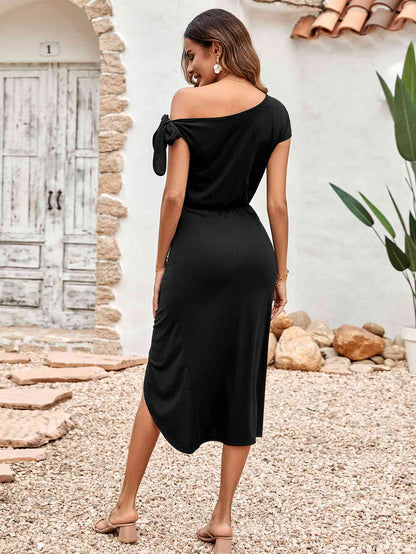 Asymmetrical Front Slit Midi Dress